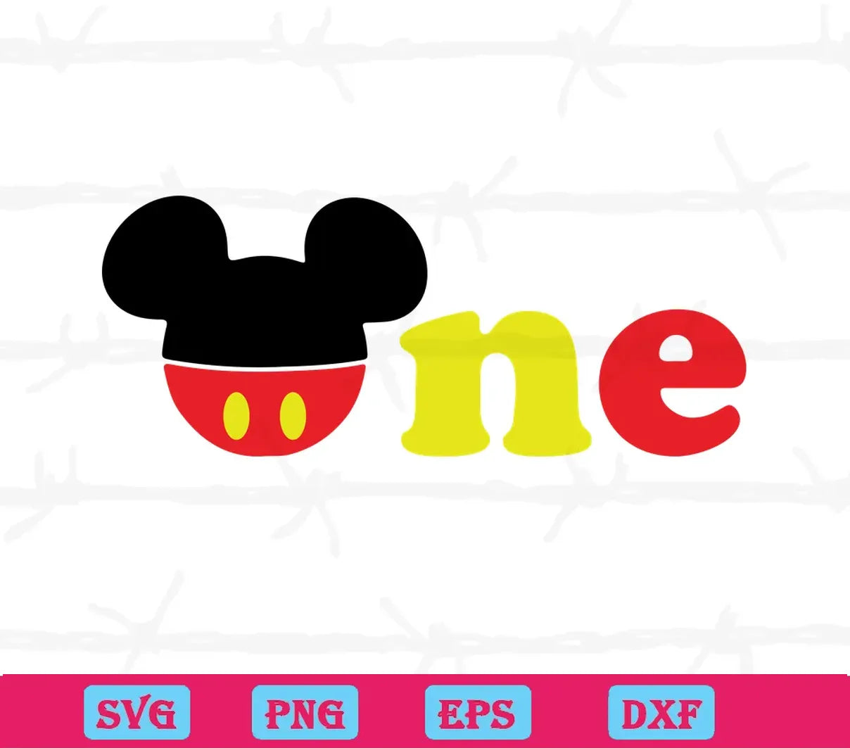 Mickey Mouse Head 1St Birthday Svg