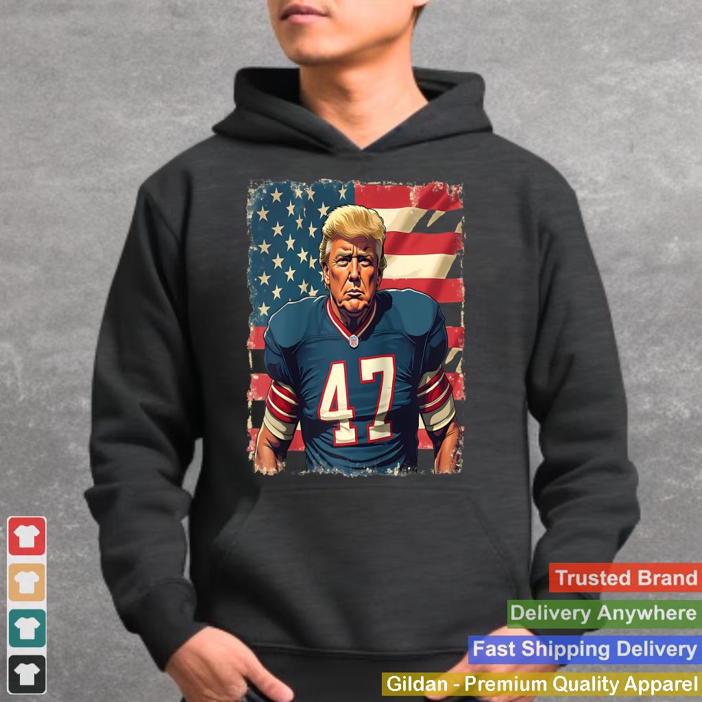 TRUMP 47 Football Player - Patriotic President 47 USA Flag Raglan Baseball Tee_1