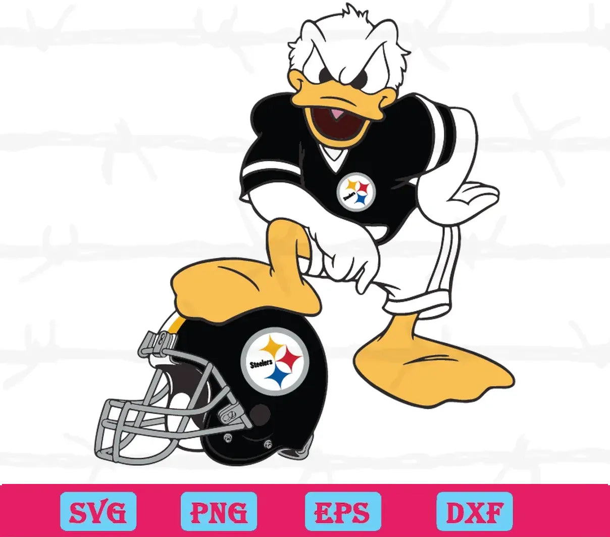 Donald Duck Pittsburgh Steelers, Vector Svg