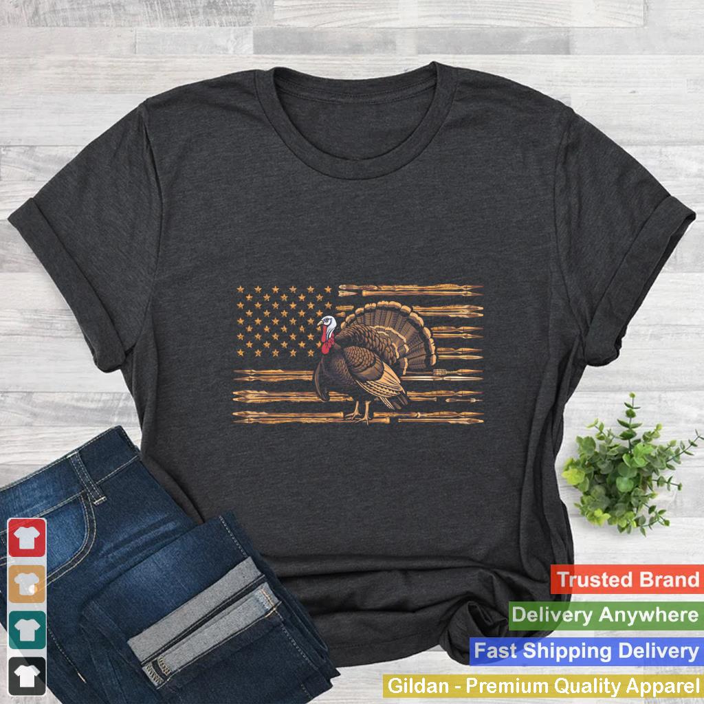 Turkey Hunting Graphic American Flag Tree Camouflage