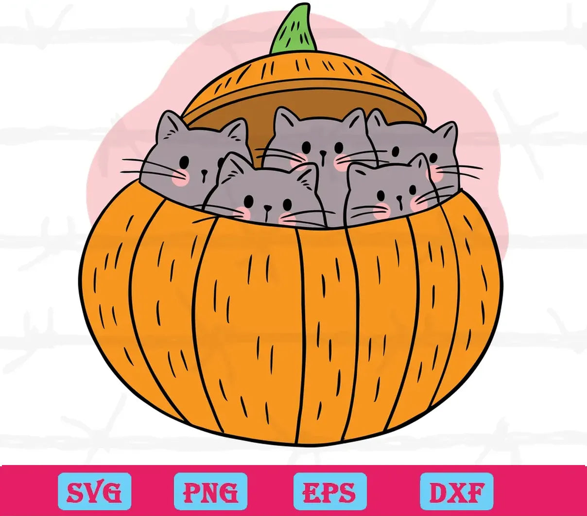 Cute Halloween Pumpkin Cat, Layered Svg Files