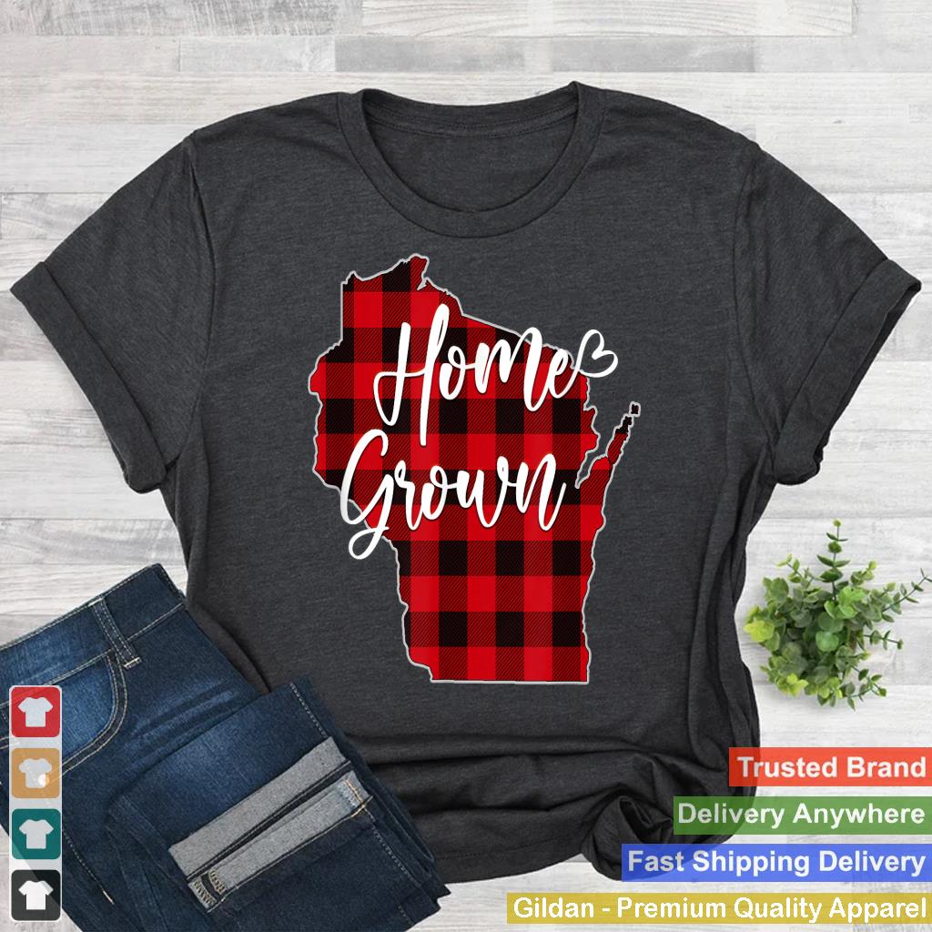 Wisconsin Home Grown Red Plaid Buffalo WI State Love