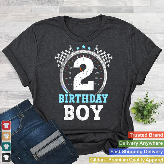 Kids 2nd Birthday Boy 2 Second Race Car Birthday Racing Car Flag