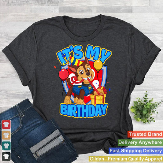 Kids PAW Patrol Birthday It's My Birthday Cute Chase Logo