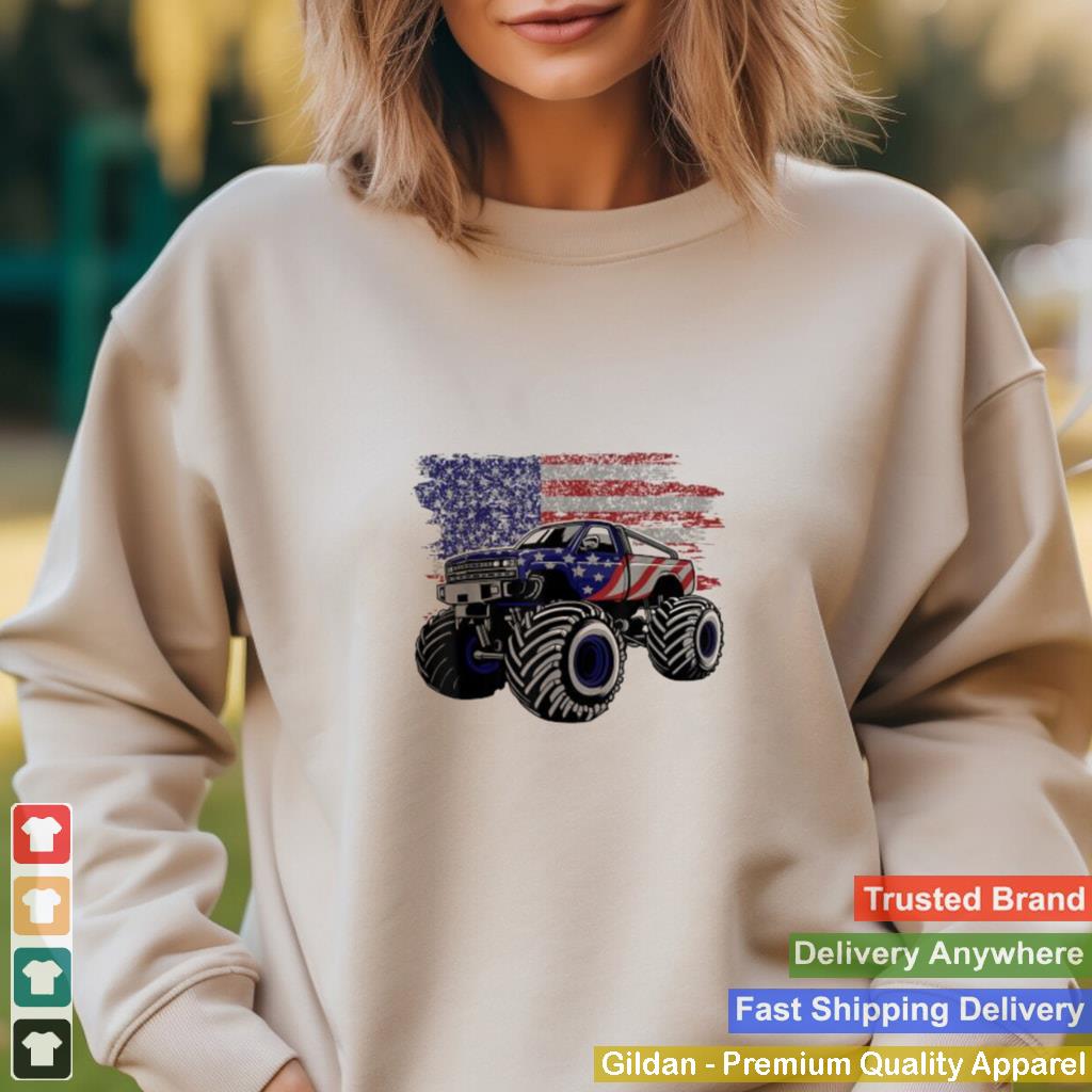 American Flag Monster Truck Lovers 4th Of July Monster Truck T Shirt