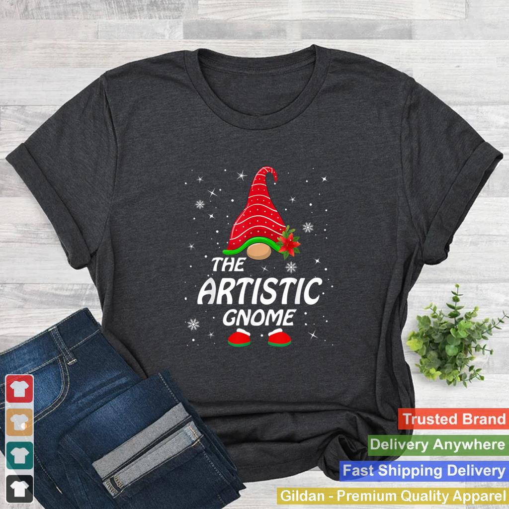 Artistic Gnome Buffalo Plaid Matching Family Christmas T Shirt