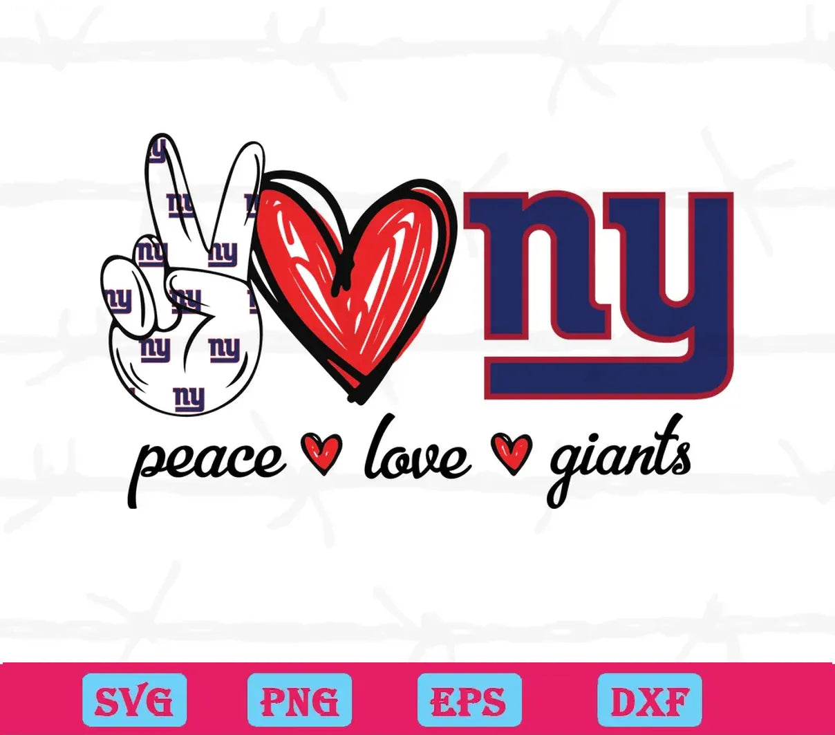 Peace Love New York Giants, Laser Cut Svg Files