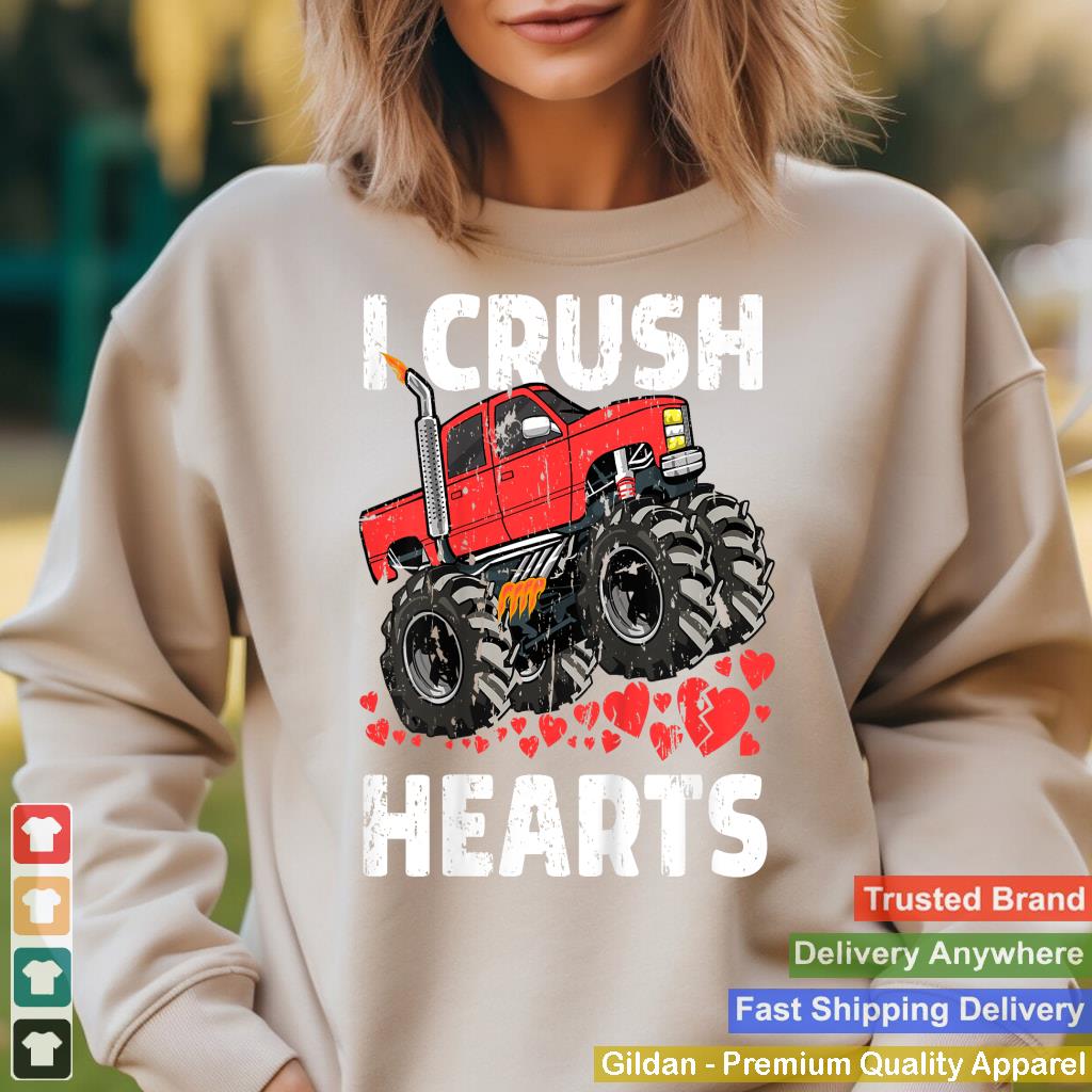 Valentines Day Monster Truck Boys Toddler I Crush Hearts