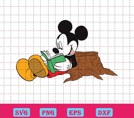 Mickey Mouse Reading Books Silhouette Svg Free