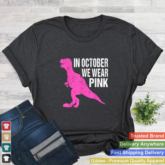 In October We Wear Pink Breast Cancer Awareness Kids Boys T Shirt