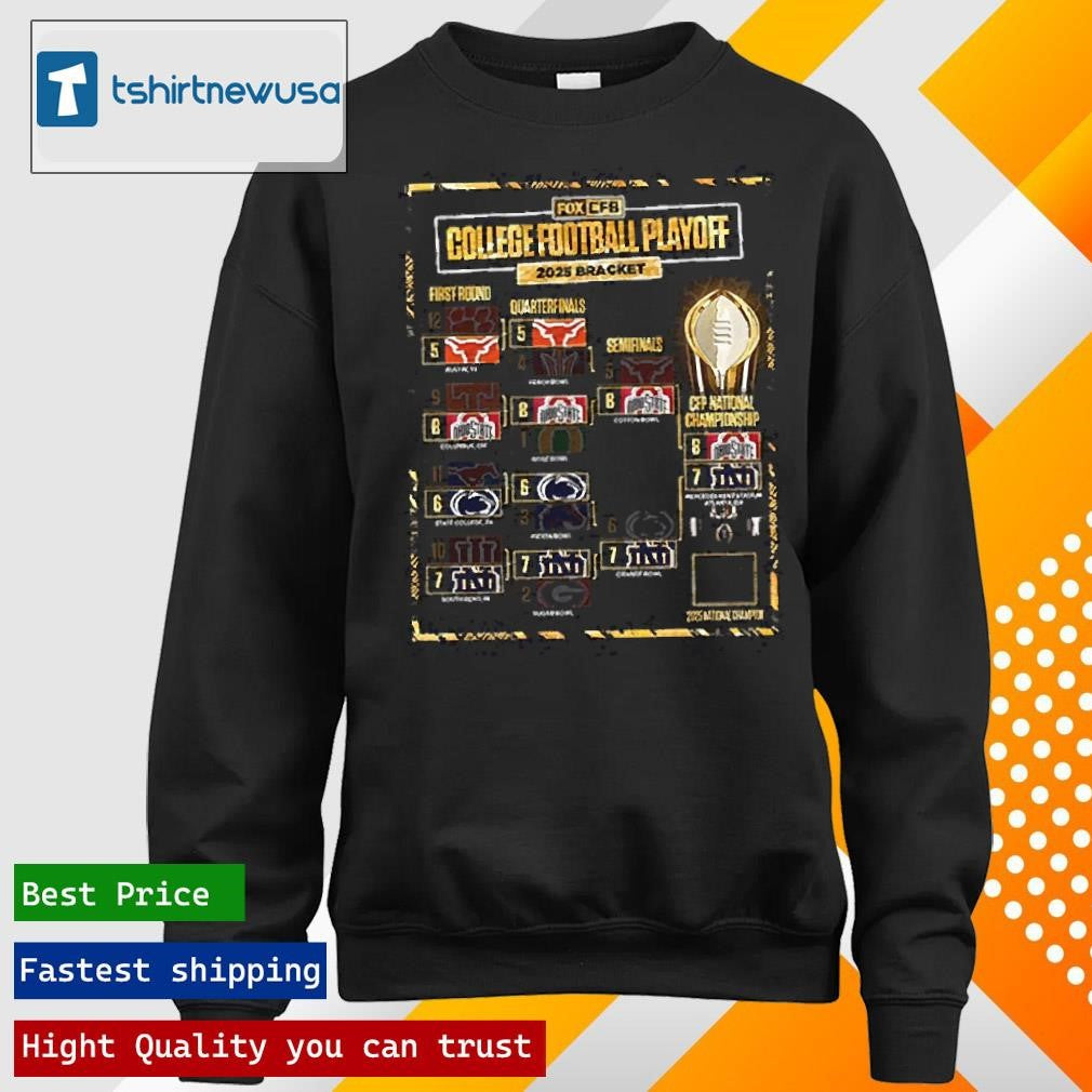 Original The College Football Playoff 2025 Bracket CFP National Championship Game For Ohio State Buckeyes Vs Notre Dame Fighting Irish Unisex Shirts