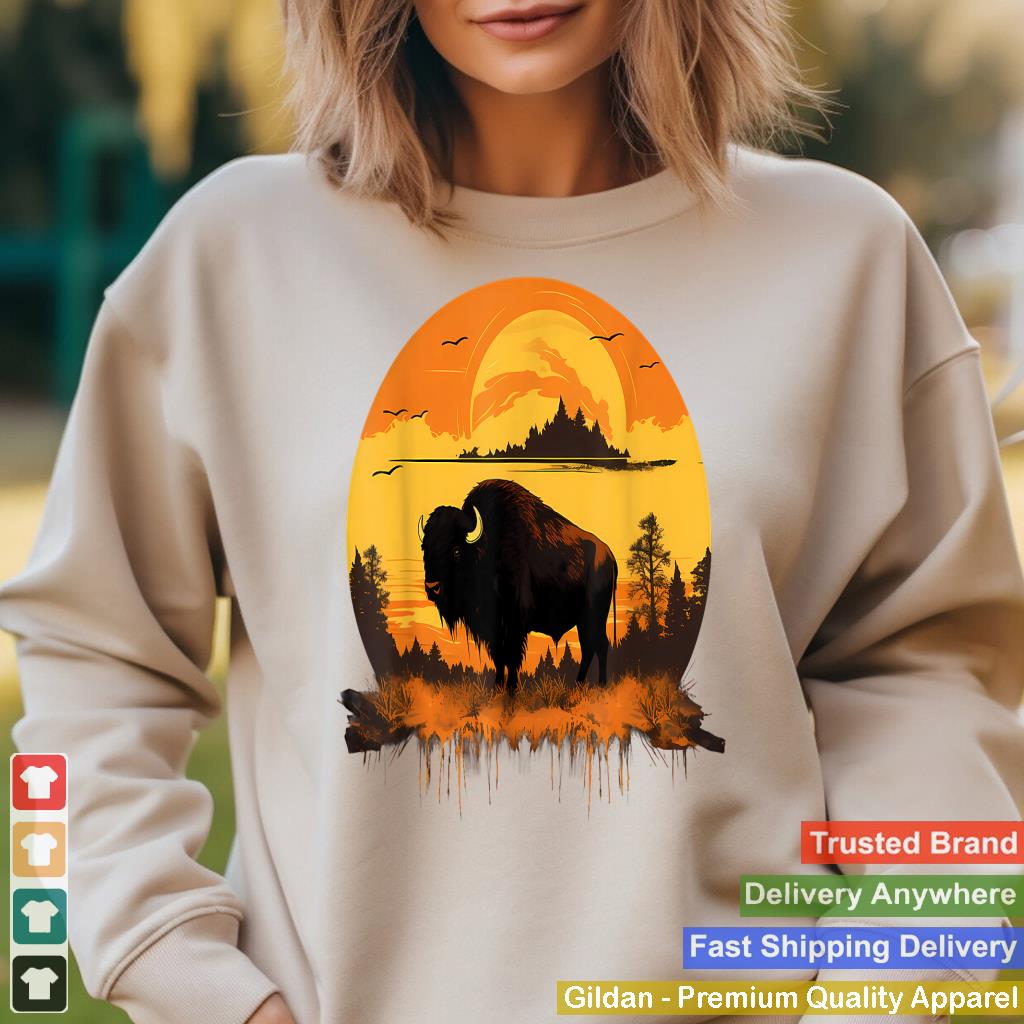 Buffalo Nature Sunset Bison Colorful Savanna Animal Art