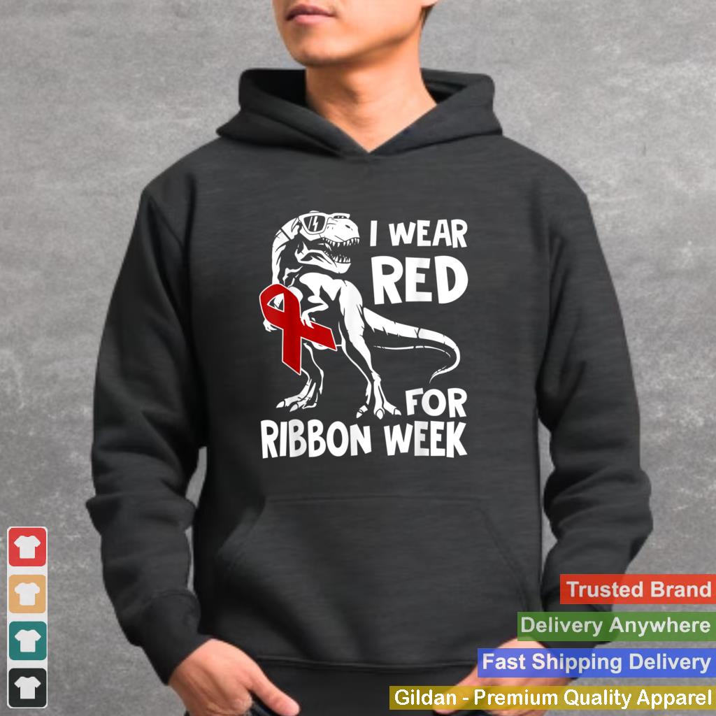 In October We Wear Red Ribbon Week Awareness Trex Kids T Shirt