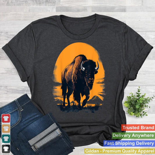 Buffalo Nature Sunset Colorful Savanna Bison Animal Art