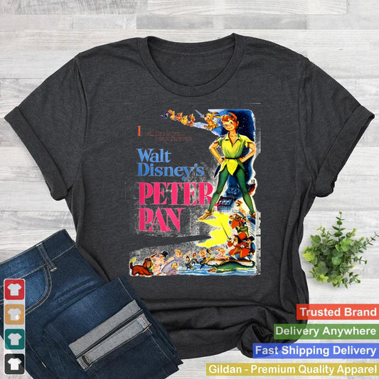 Disney Peter Pan Vintage Cartoon Poster Graphic T-Shirt