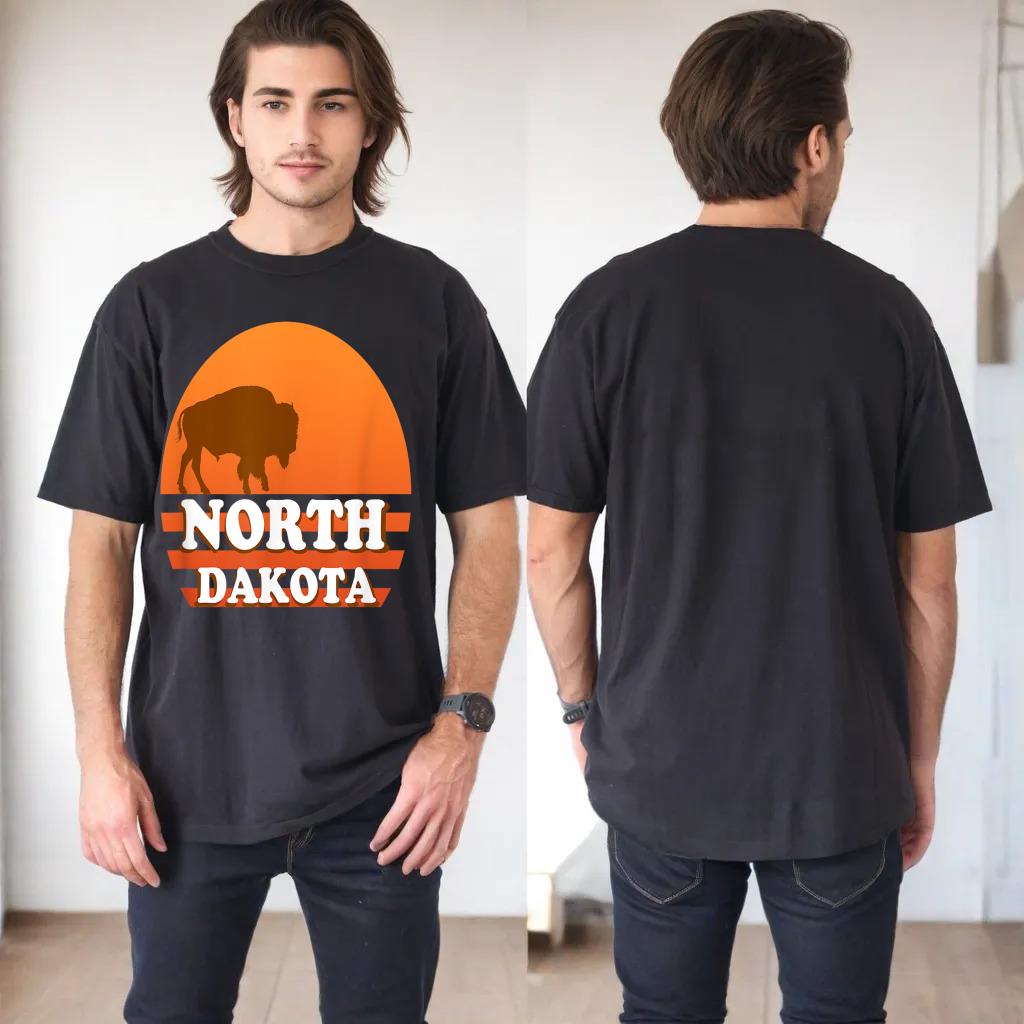 Vintage Sunset North Dakota 70s 80s Retro Bison Buffalo