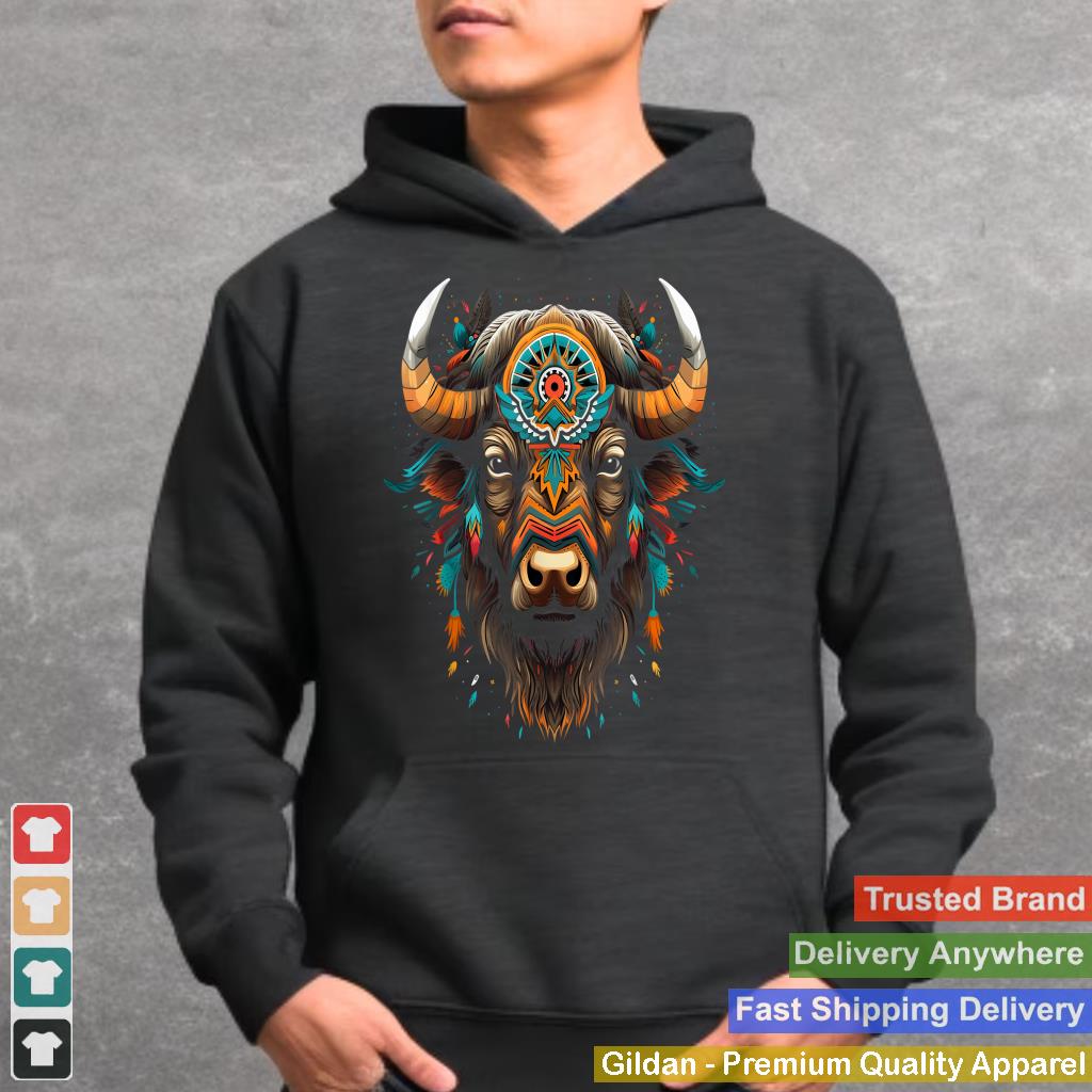 Bison American Buffalo Colorful Boho Native American Pattern