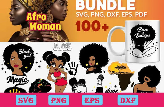 100+ files Bundle Afro Woman Svg