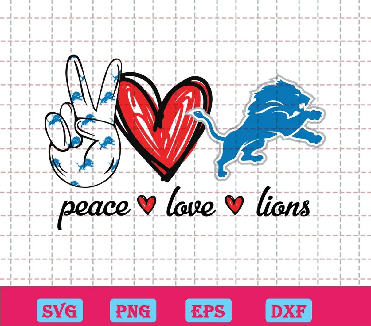 Cricut Detroit Lions Peace Love Lions Svg Files Free, Svg Png Dxf Eps