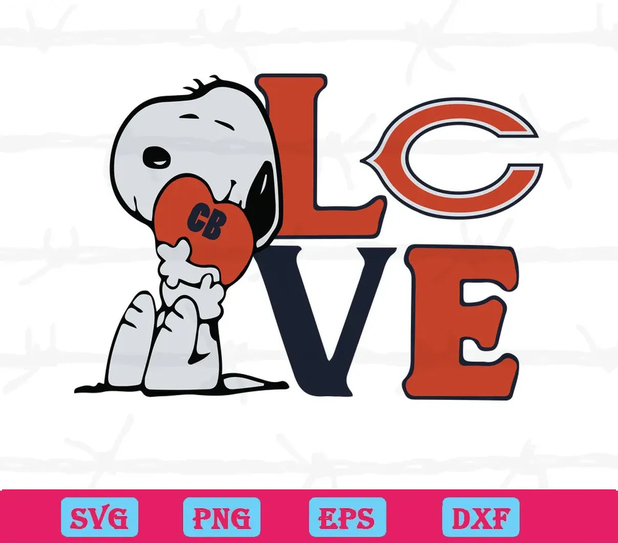 Snoopy Love Chicago Bears, Svg Png Dxf Eps