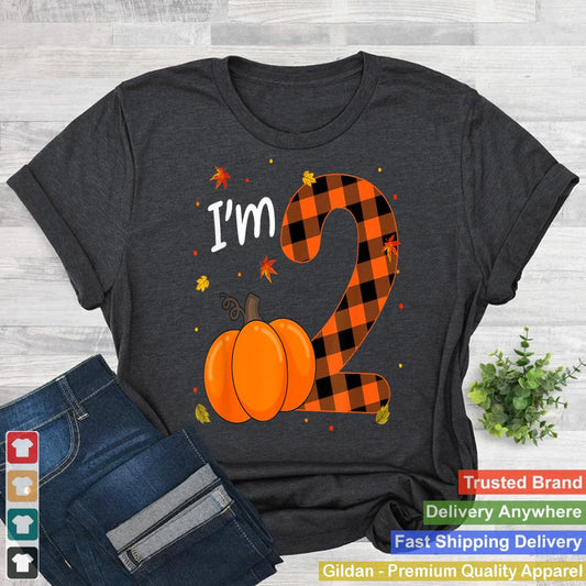 I'm 2 Pumpkin 2nd Birthday Shirt Boy Girl Buffalo Plaid