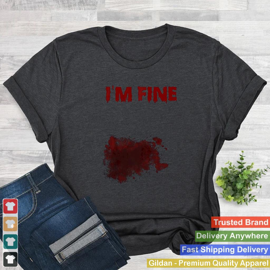 Im Fine Bloody Zombie Bite Scary Halloween Costume Raglan Baseball Shirt