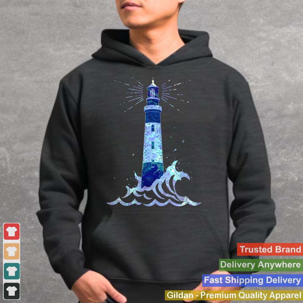 Coastal Ocean Lovers Paint Swirl Sea Navigation Lighthouse