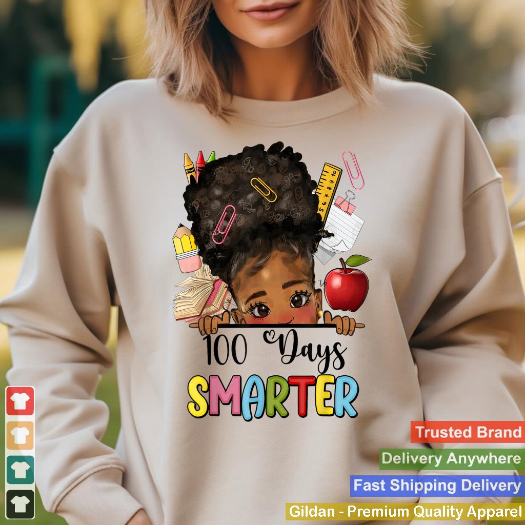 100 Days Smarter Afro Girls Messy Bun 100th Day Of School