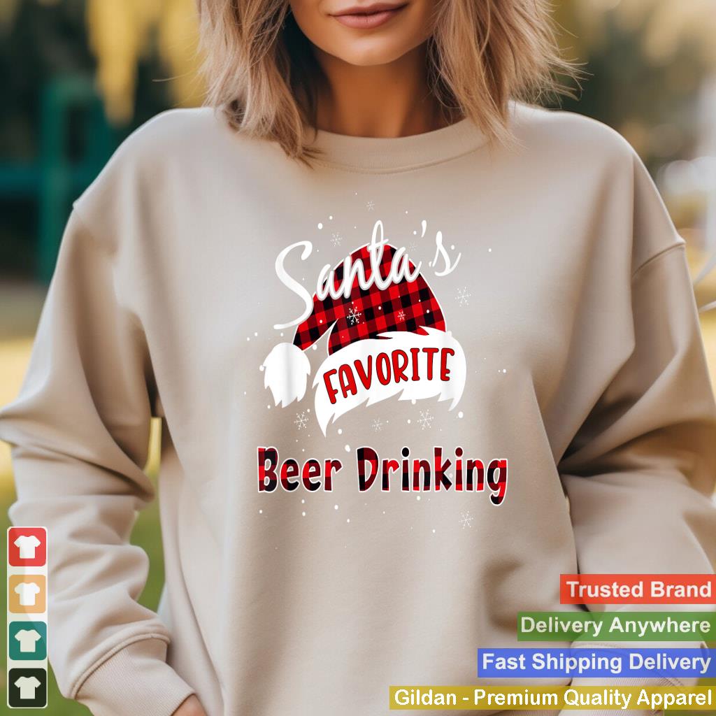 Funny Santa's Favorite Beer Drinking Christmas Plaid Buffalo