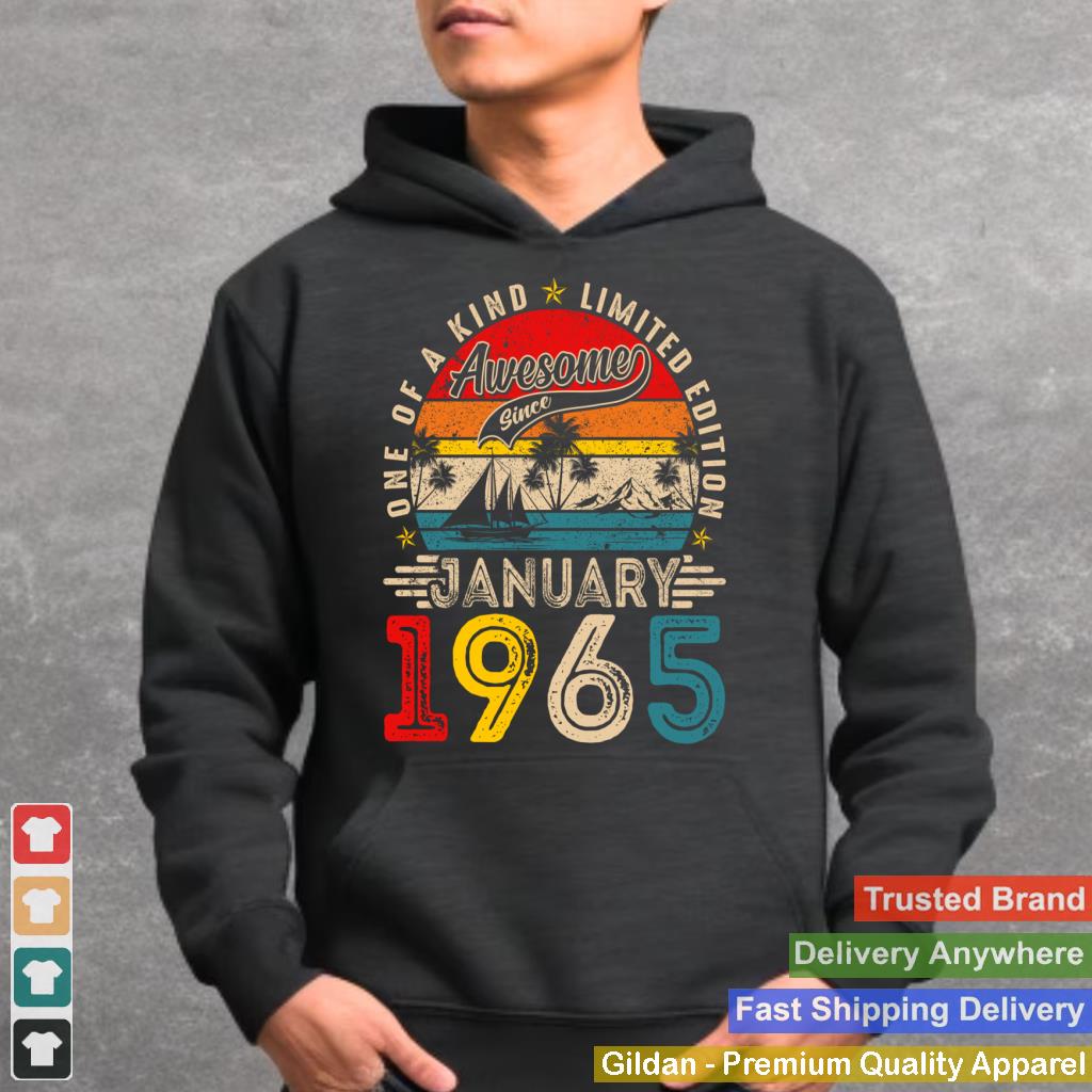 Awesome Since January 1965 Vintage Men Women 60th Birthday Pullover Hoodie