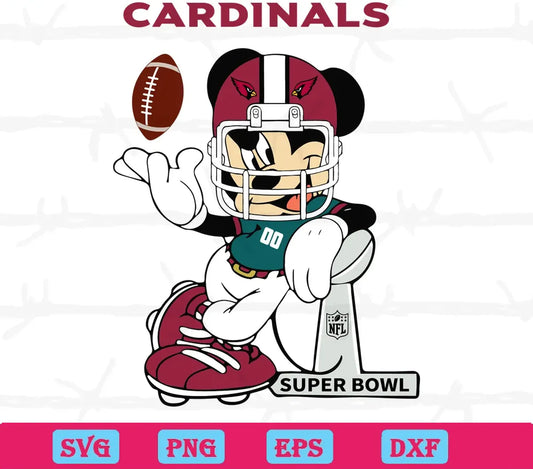 Mickey Mouse Arizona Cardinals, Svg Png Dxf Eps Digital Files