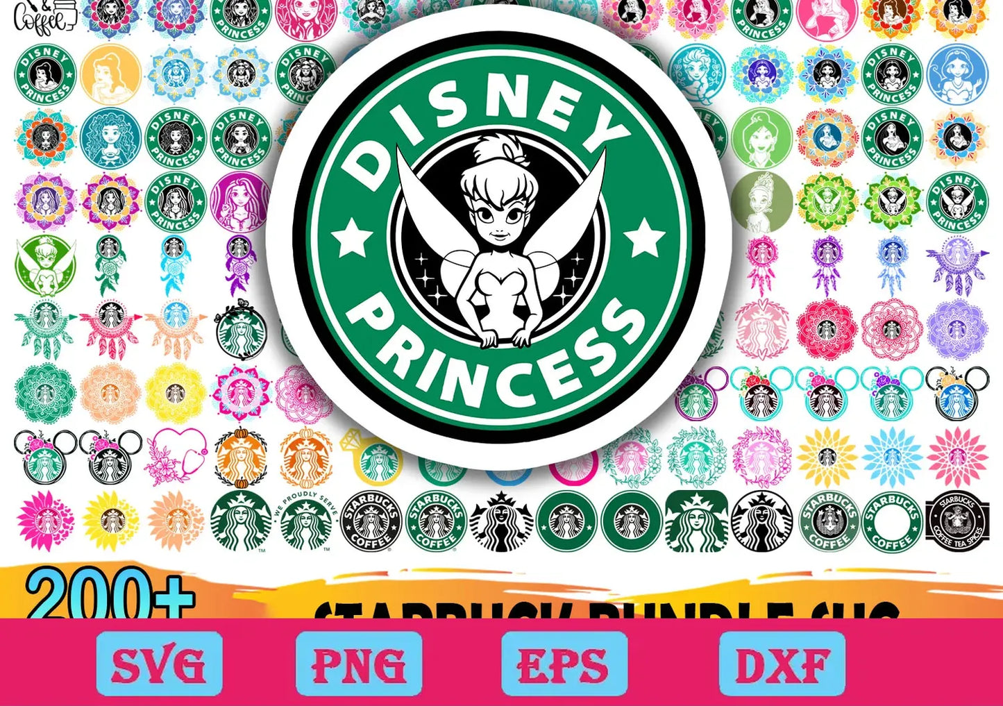 200+ Starbucks Disney Bundle Svg