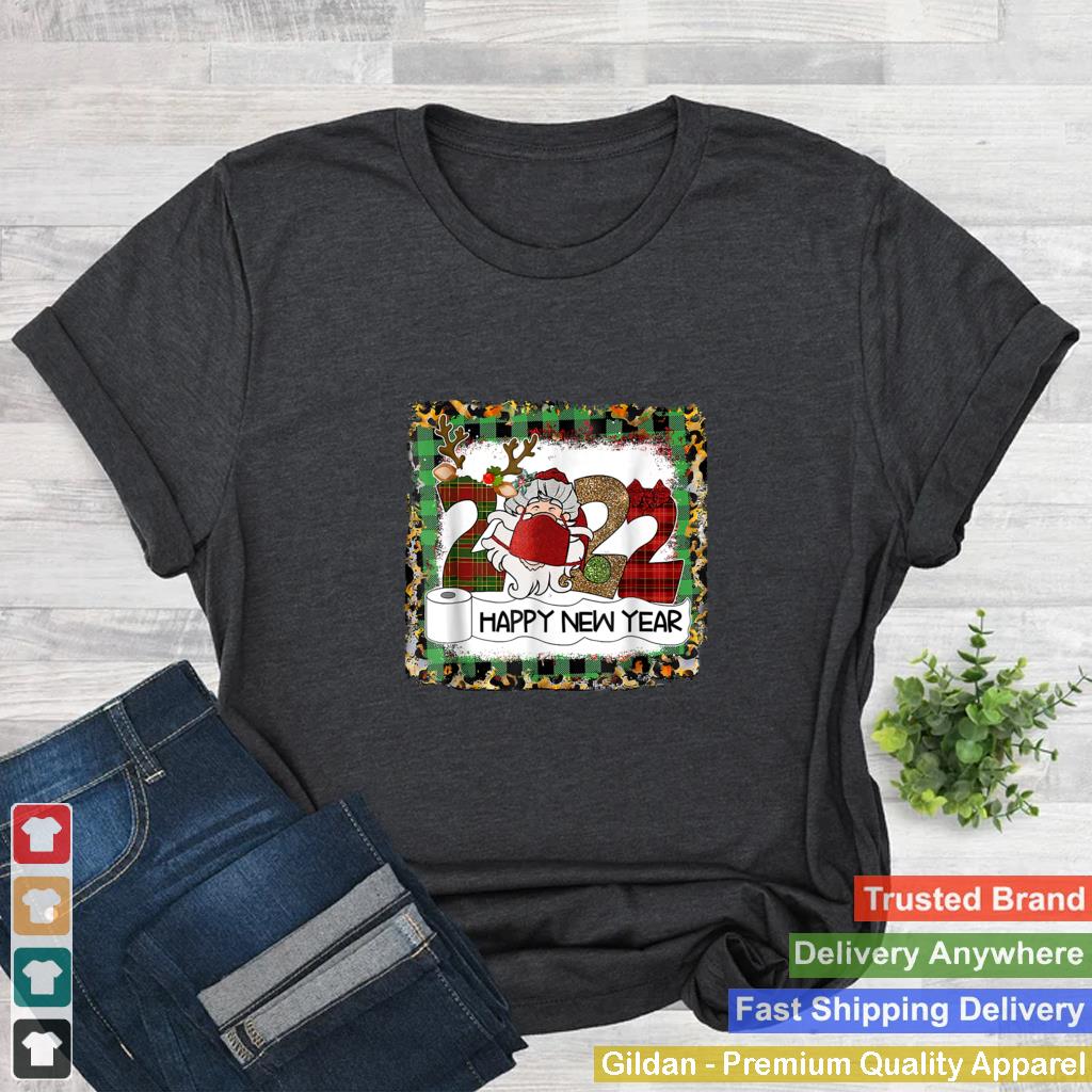 2022 Happy New Year Santa Claus Face Mask Christmas T Shirt