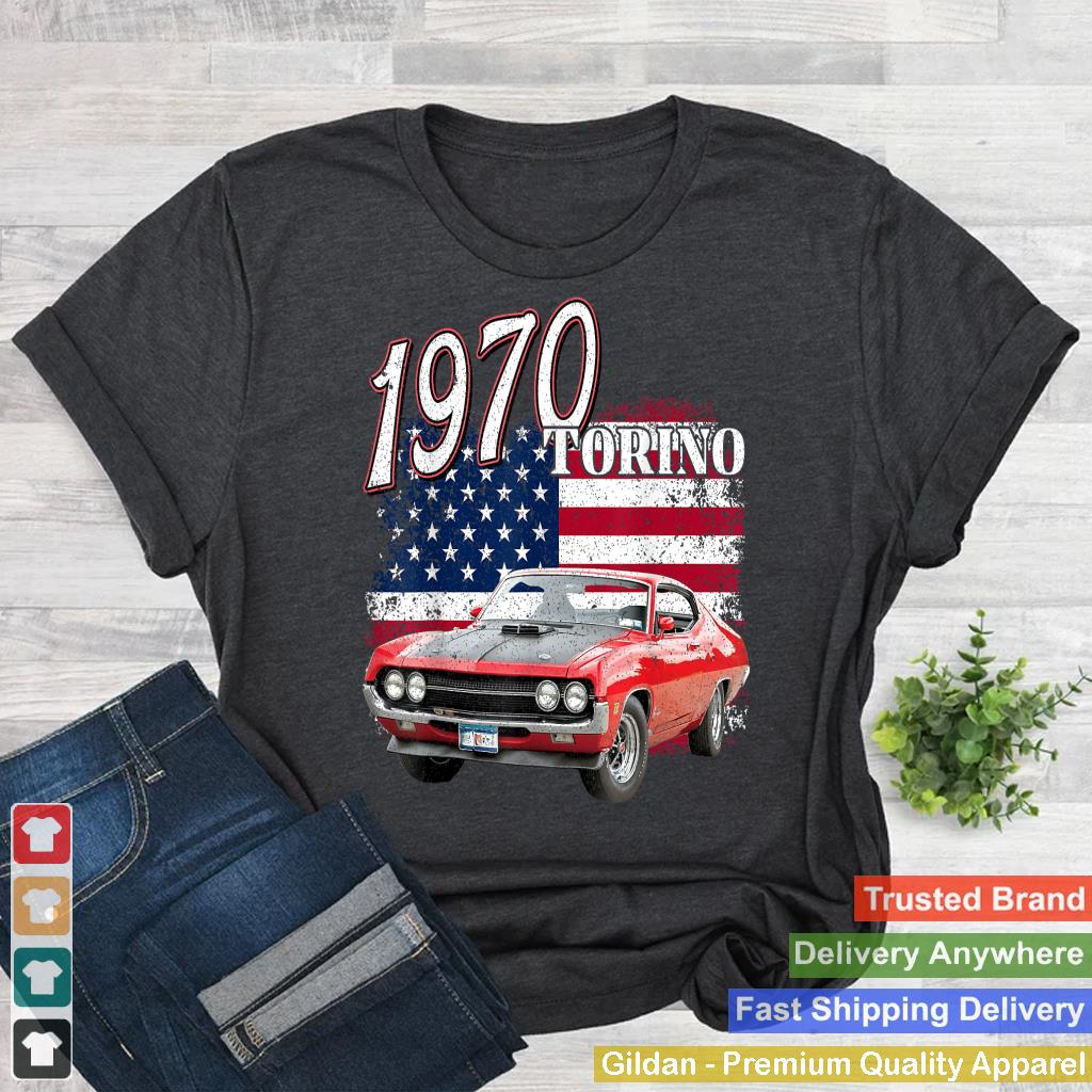 1970 70 Torino Muscle Classic Car 4th Of July American Flag