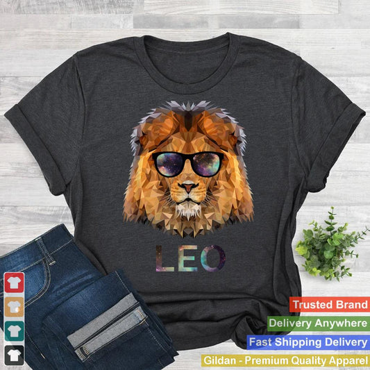 Leo Zodiac Lion With Cool Sunglasses Birthday T-Shirt