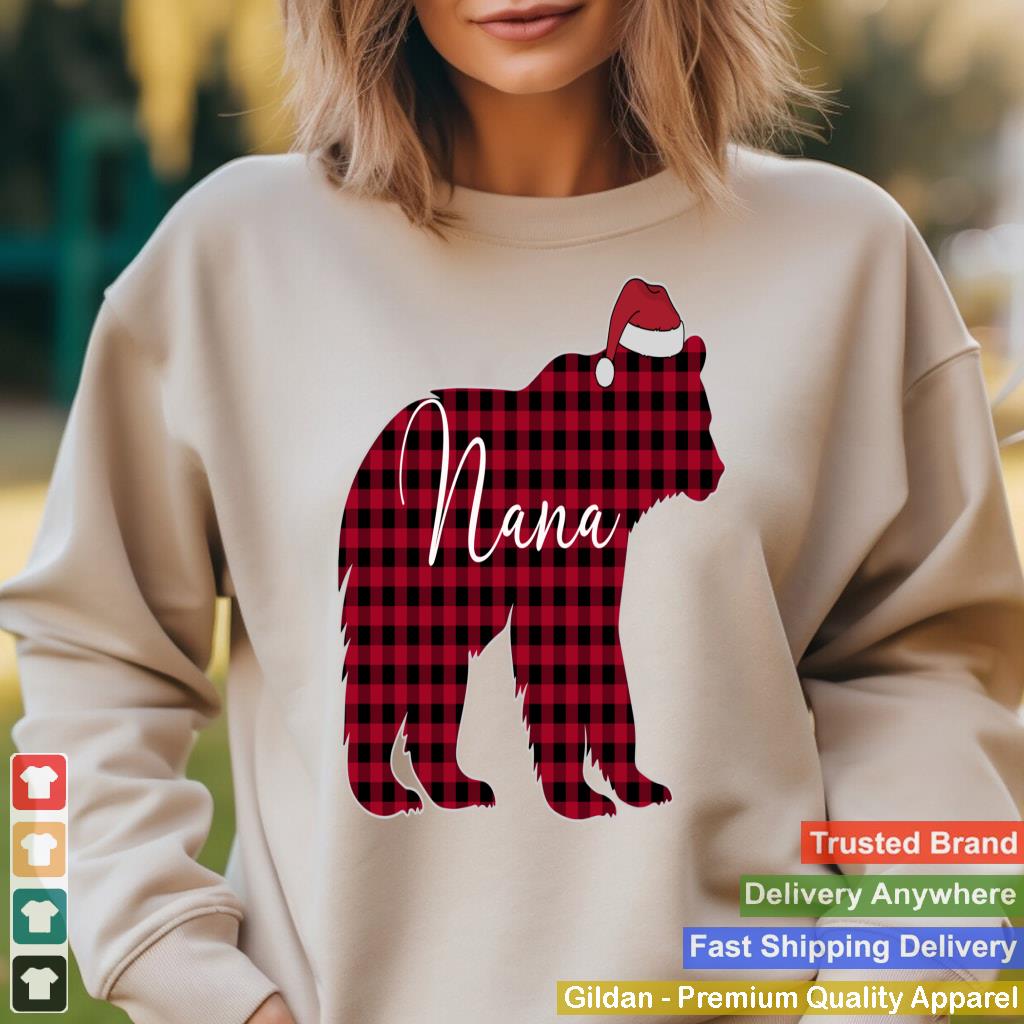 Women Red Plaid Nana Bear Family Christmas Buffalo