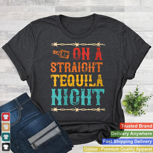 Womens On A Straight Tequila Night Retro Apparel V-Neck