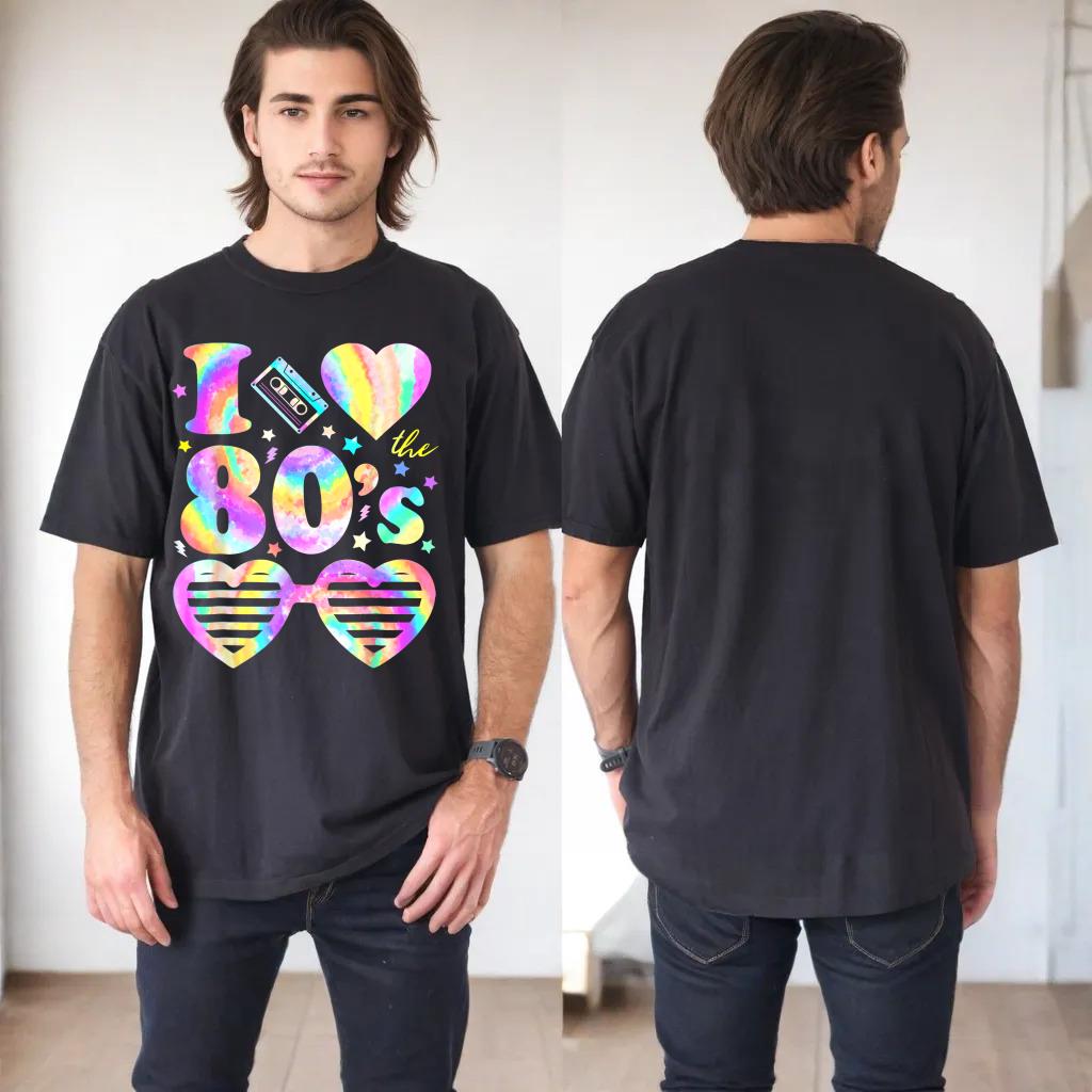 I Love the 80's I Heart The 80s Tie Dye Colorful 90's