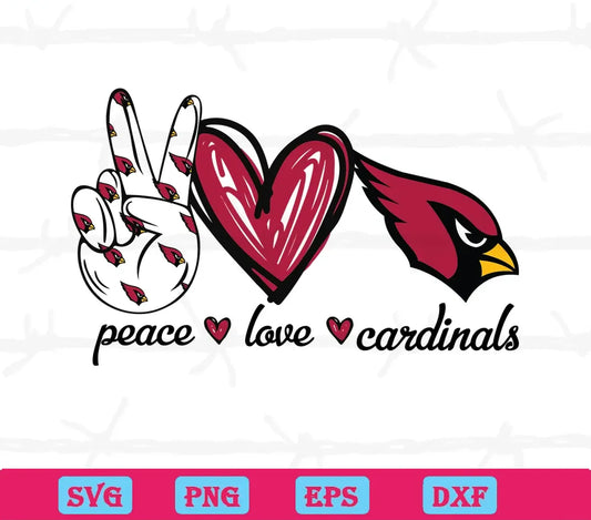 Peace Love Cardinals, Svg Png Dxf Eps Digital Download