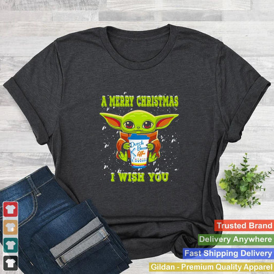 Baby Yoda huf Dutch Bros Coffee A merry Christmas I wish You shirt