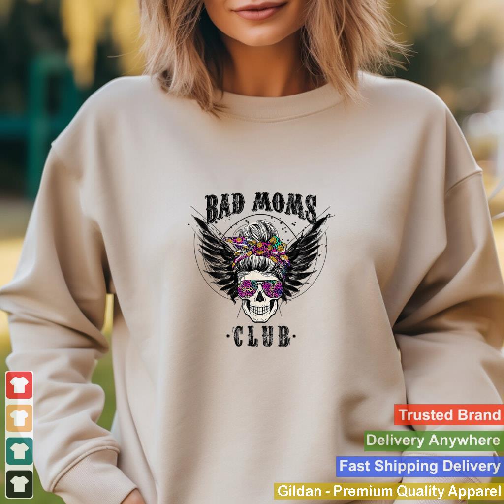 Bad Moms Club Leopard Skull Mom Funny Mom Mothers Day T Shirt B09W9L3F5Q