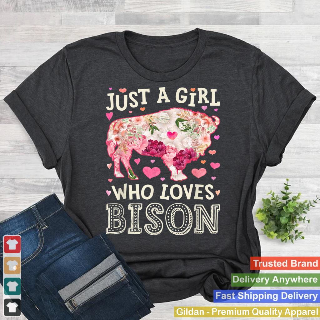 Bison Just A Girl Who Loves Buffalo Flower Women Cute Floral