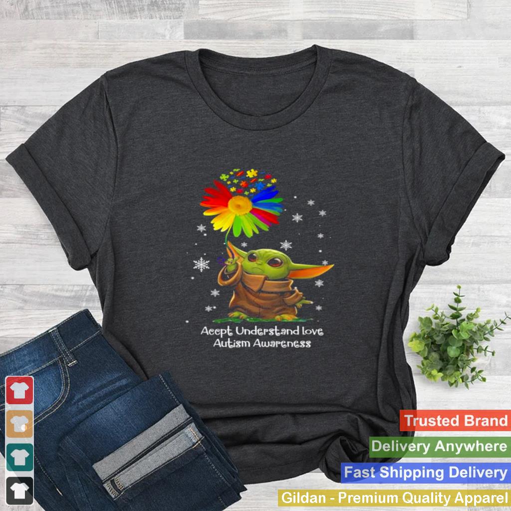 Baby Yoda hug Daisy accept understand love Autism Awareness shirt