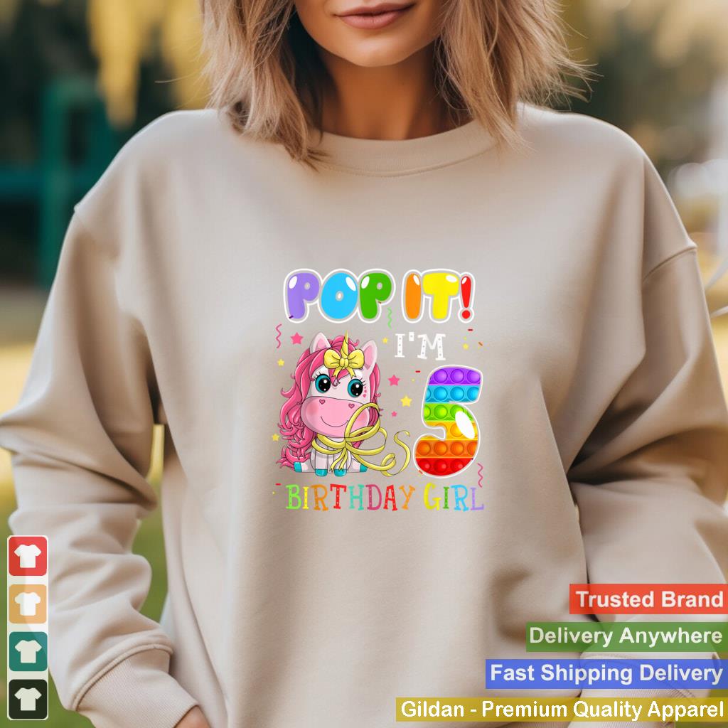 Im 5 Years Old 5th Birthday Unicorn Girls Pop It Fidget T Shirt