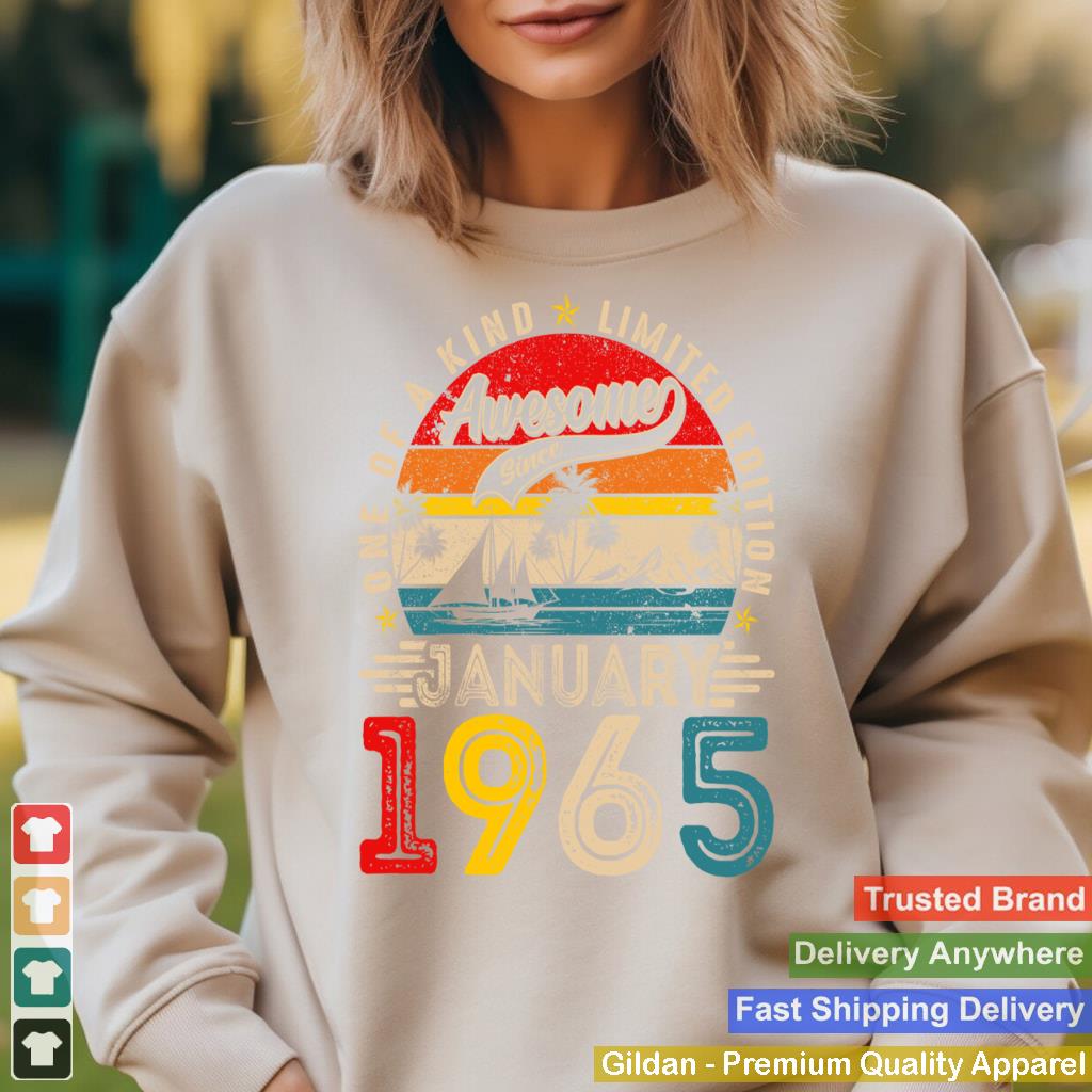 Awesome Since January 1965 Vintage Men Women 60th Birthday Pullover Hoodie