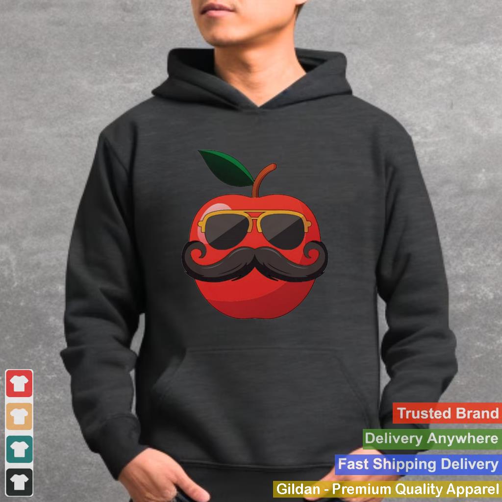 Apple Mustache Tshirt Funny Cool Apple Fruit With Mustache Shirt