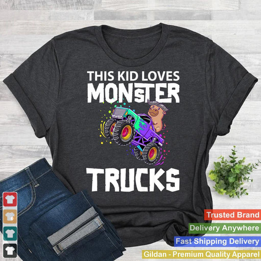 Kids This Kid Loves Monster Trucks Buffalo retro Premium