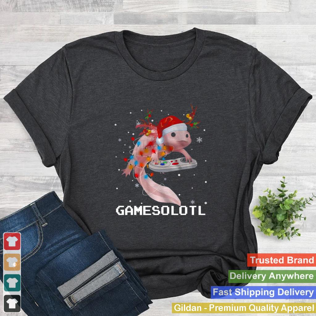 Axolotl Fish Playing Video Game White Gamersolotl Christmas Sweater T shirt