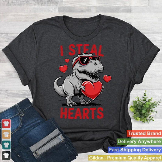 I Steal Hearts cute Trex T Rex Dino Dinosaur Valentines Day