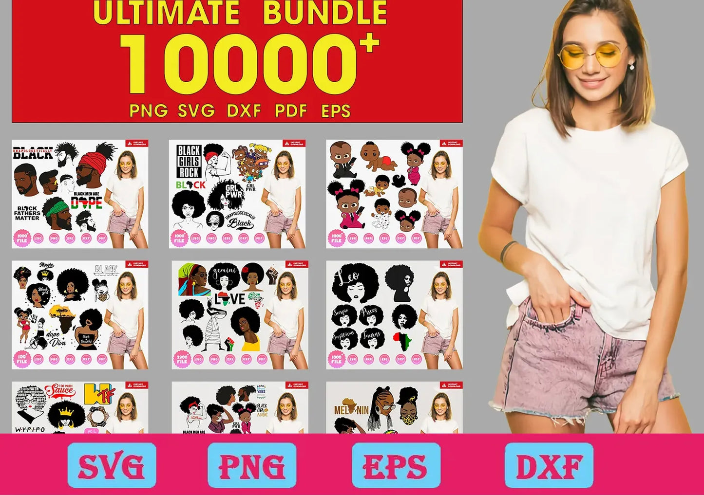 10000+ Bundle Afro Women svg